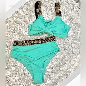 New Womens Seafoam Green Bikini Swimsuit set- Sz large